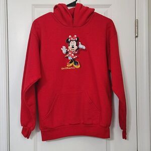 WALT DISNEY WORLD Youth - XL (18/20) Minnie Mouse Red Hoodie Sweatshirt